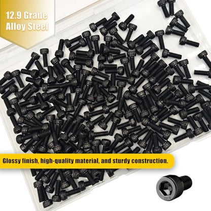 170pcs M4x10mm Screws Hex Socket Cap 12.9 Steel Black Zinc Half Thread | Hex socket head cap screws bolts alloy steel black zinc plated metric - size: M4*10mm 170pcs