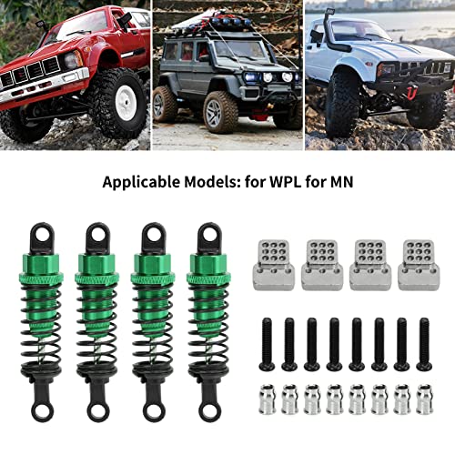 RC Shock Absorbers, 4Pcs 64 mm Metal Shock Absorber Damper with Shock Mount Aluminum Alloy Adjustable Remote Control Car Shock Absorber Oil Damper (Green) - size: Green