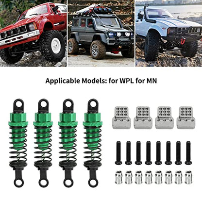 RC Shock Absorbers, 4Pcs 64 mm Metal Shock Absorber Damper with Shock Mount Aluminum Alloy Adjustable Remote Control Car Shock Absorber Oil Damper (Green) - size: Green