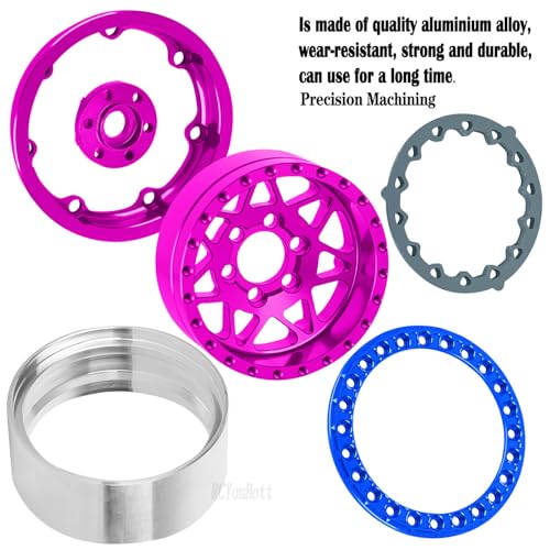 RC Aluminium 1.9 Beadlock Wheel Rims Set for 1/10 SCX10 90046 AXI03007 TRX4 TRX6 VS4-10 Gen7 Gen8 D90 CFX MST RC Crawler,(4PCS) 1.9 RC Beadlock Rims,1.9 rc Wheels,Pink - color: Pink- (Wheel Rims)
