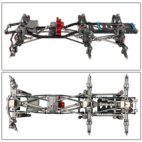450mm Wheelbase 6x6 Chassis Frame Set with Transmission Front Middle Rear Complete Axle for 1/10 RC Crawler Car Axial SCX10 Metal DIY Upgrade (Portal axle Frame)