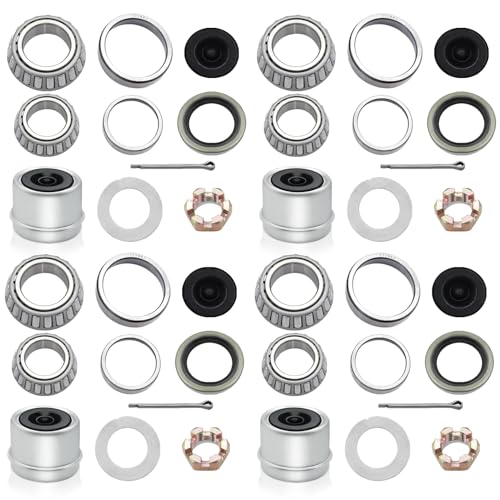 4 Sets 3500 LB Boat Trailer Axle Bearing Kits, L68149 L44649 Bearings with 171255TB (10-19) Grease Seals, Fits 1-3/8" to 1-1/16" Bearings, 1.98" Dust Caps, Rubber Plugs, Cotter Pins – Fits #84 Spindle - color: 4 Set L68149 L44649 Bearings Kit