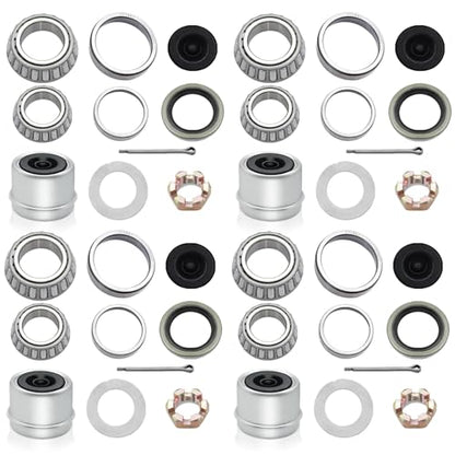 4 Sets 3500 LB Boat Trailer Axle Bearing Kits, L68149 L44649 Bearings with 171255TB (10-19) Grease Seals, Fits 1-3/8" to 1-1/16" Bearings, 1.98" Dust Caps, Rubber Plugs, Cotter Pins – Fits #84 Spindle - color: 4 Set L68149 L44649 Bearings Kit