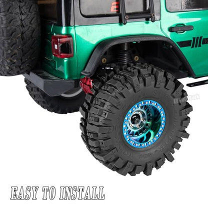 Aluminum RC 1.9 Wheel Tires for 1/10 SCX10 SCX10 II 90046 SCX10 III AXI03007 SCX10 Pro TRX4 TRX6 Gen7/8 D90 VS4-10 MST CFX RC Crawler Car,4pcs RC 1.9 Beadlock Wheel,Titanium - color: Titanium - (Colorful Tires)