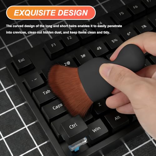 Car Interior Detailing Brush, Soft Bristle Car Interior Cleaning Tool, Auto Air Conditioning Outlet Cleaning Brush, Dusting Brush for Panel Air Vent Dashboard Leather (Black Brown) - color: Black Brown