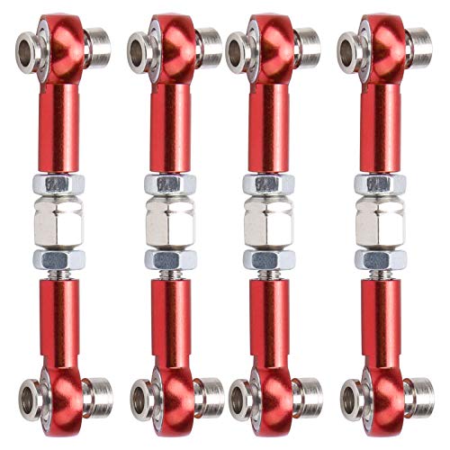 4Pcs Aluminum Alloy Steering Linkage Rods Upgrade Red, Compatible with HSP 94122 94123/10 RC Cars, Metal Arms Replacement Parts for Improved and Control - color: Red