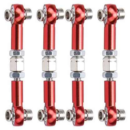 4Pcs Aluminum Alloy Steering Linkage Rods Upgrade Red, Compatible with HSP 94122 94123/10 RC Cars, Metal Arms Replacement Parts for Improved and Control - color: Red
