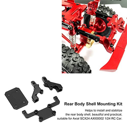 RC Rear Body Shell Mount, Aluminum Construction for Enhanced Durability, Aluminum Rear Car Body Mount Post Kit, Black Color, 1/24 Scale for RC Car Enthusiasts, Custom Builds, and Racing Repairs