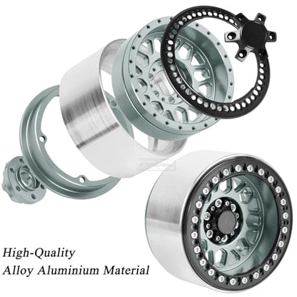 RC 2.2 Beadlock Tires Set 2.2" Wheels and Tires for 1/10 RC Crawler SCX10 AMG 6X6 TRX4 Gen8 Gen7 Pro,Alloy 2.2 RC Rims Rubber Tires,Titanium - color: Titanium(4pcs)