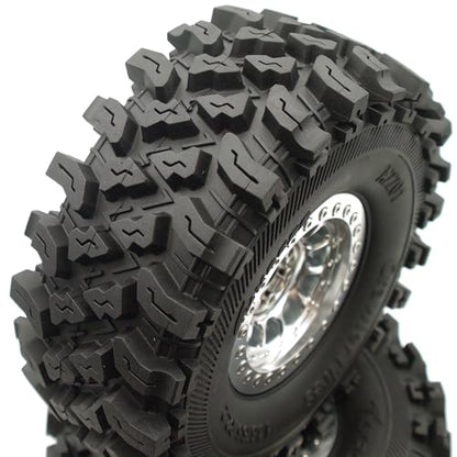 136mm 2.2 Aluminium Beadlock Wheels and Tires Set (4-Piece) for 1/10 RC Crawler (Silver) RK - color: Silver