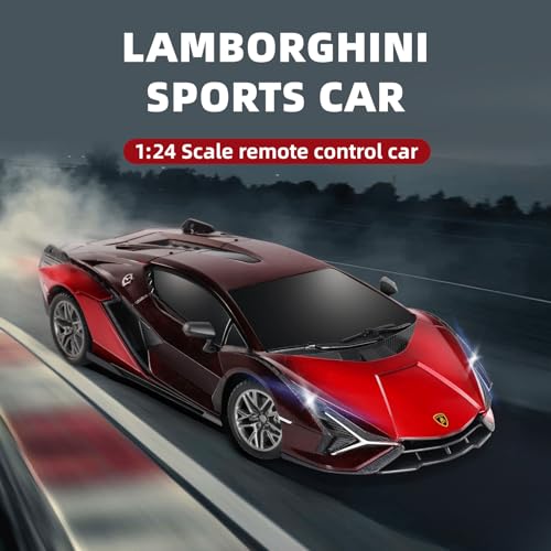 MIEBELY 1/24 Licensed Lamborghini Sián FKP 37 RC Car LED Toy for Boys 6-12 | Officially licensed;2.4GHz control; dual rechargeable batteries; sturdy ABS; indoor/outdoor play; gift for boys & collectors - style: Lamboghini Sian