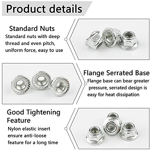 M4 Lock Nuts & Washers for RC Vehicles, Silver | 20 Pairs, Serrated Flange Nylon Insert, Cross Socket Wrench Included, For 1/10 Traxxas Axial HPI Redcat HSP - color: Silver