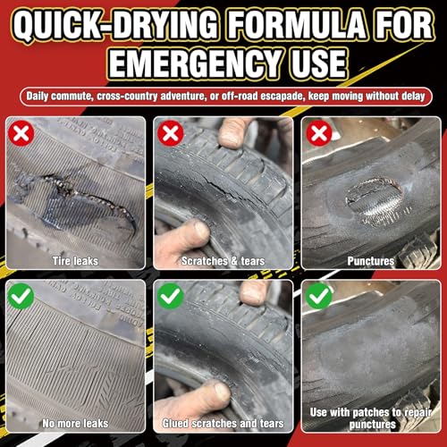 Chemical Vulcanizing Cement 8.5 FL.Oz, Fast-Drying Rubber Cement Glue with Brush, All Purpose Tire Repair Glue, Tire Patch Kit with Brush – 8.5 FL.Oz for Car, Motorcycle, Bike, Rubber