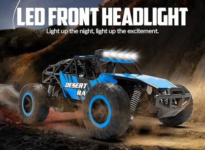 RACENT Remote Control Cars for Adults - 1:16 Scale 20kph Fast RC Truck All Terrain Off-Road Monster Truck for Adults with 2 Rechargeable Batteries (Blue) - color: Blue