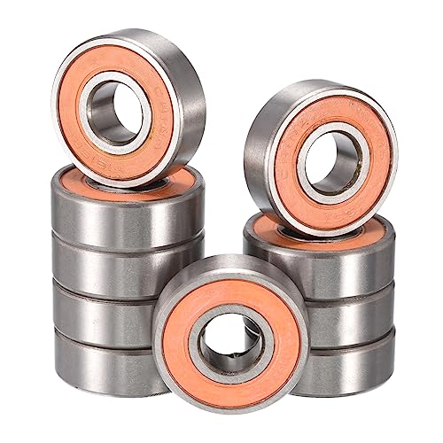 1615-2RS Deep Groove Ball Bearings, ID 7/16" x OD 1-1/8" x Width 3/8" Double Rubber Sealed Ball Bearing Pre-Lubricated Chrome Steel Z2 Lever 10pcs - size: 1615-2RS 7/16"x1-1/8"x3/8"