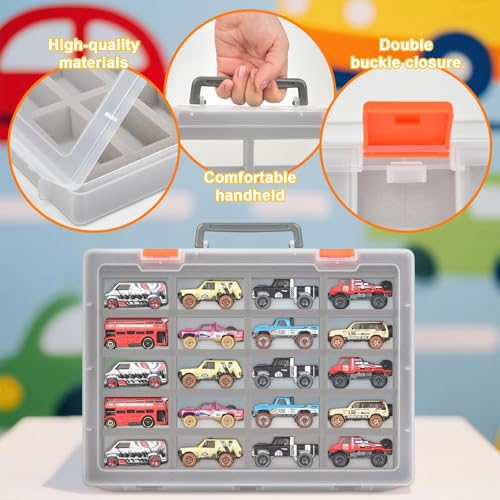 Xuerdon Toy Car Storage Case with 20 Foam Slots for Hot Wheels/for Matchbox | 1:64 Transparent Display Case for Buses and SUVs, Kids and Collectors, Wall-Mountable with Removable Foam, Box Only - size: For 1:64 Buses & SUVs
