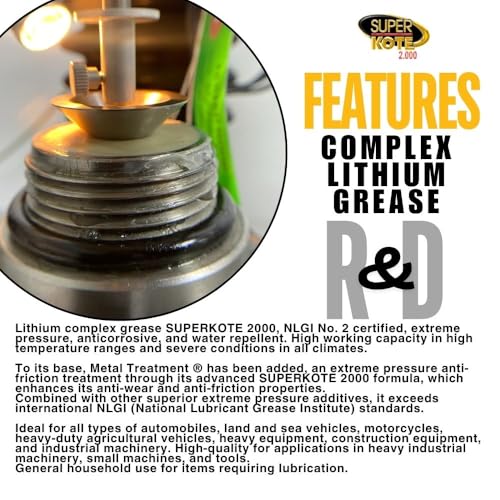Lithium Complex Grease | Lubricant | Superkote 2000 Multipurpose | NLGI 2 | EP | High Temp | Automotive | Construction | Industry | Gear | Wheel Bearing | Axle | Bike | White | 114 gr Squeeze Tube
