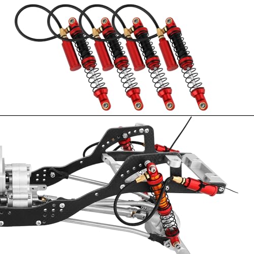 100mm Desert Lizard Piggyback Adjustable RC Shock Absorber Damper for 1/10 RC Crawler Axial SCX10 90046 AXI231017 D90 TRX4 TRX6 Metal Upgrade (red) - color: red