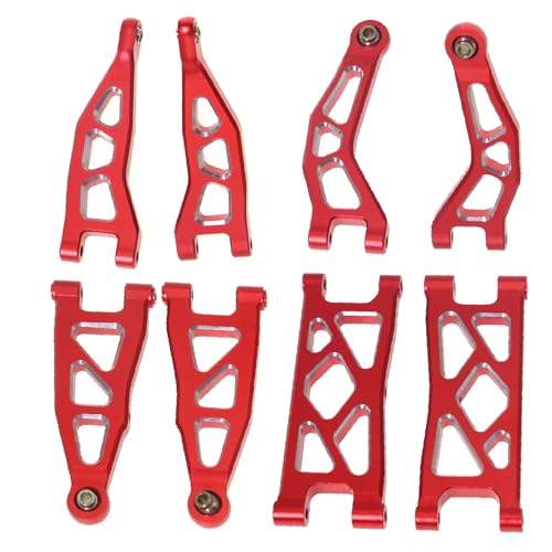 Front and Rear Suspension Arms Set ARA330808 ARA330809 Aluminium Alloy for Arrma 1/18 Granite Grom 1/14 Typhon Grom Upgrade Parts (Red)