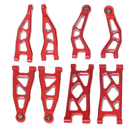 Front and Rear Suspension Arms Set ARA330808 ARA330809 Aluminium Alloy for Arrma 1/18 Granite Grom 1/14 Typhon Grom Upgrade Parts (Red)