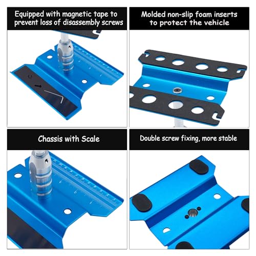 RC Car Stand RC Repair Stand 360 Degree Rotation Lift or Lower for Traxxas Arrma Redcat Axial RC4WD HSP Losi 1/8 1/10 1/12 1/16 Scale RC Crawler Car Truck Buggies (Sky Blue) - color: Sky Blue