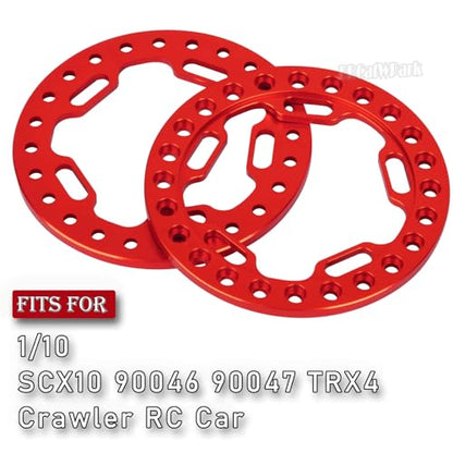 Metal 1.9 Beadlock Wheels Replacement Ring for 1/10 TRX4 SCX10 90046 90047 Crawler RC Car,4Pcs RC 1.9 Beadlock Wheels Replacement Ring,Red - color: Red - (Beadlock Ring)