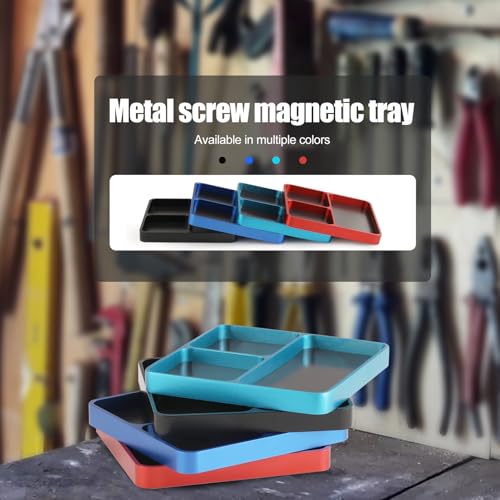 Metal RC Screws Tray with Magnetic Pad, Magnet Screws Holder Alloy Plate RC Fixing Tools Tray for RC Car Boat, Pins and Other Small Metal Parts (RED) - color: Red