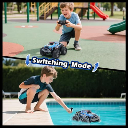 QXHOL Waterproof Monster Truck Gesture RC Car, 4WD Amphibious Hand Controlled Remote Control Toy for Kids, All-Terrain Off-Road Vehicle for Boys Ages 6-7 8 9 10 11 12 Year Old, Present - color: Amphibious Truck Car