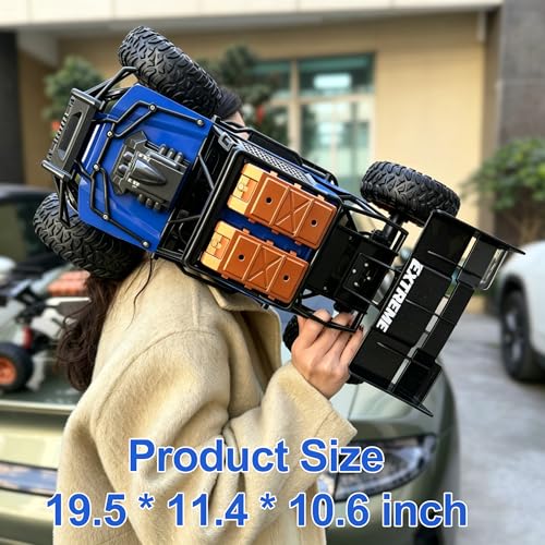 Extra Large 1:6 Scale Remote Control Car for Kids,4WD Full-proportional Off Road Mega RC Monster Trucks，19.5 Inch 2.4Ghz Rock Crawler Toy All Terrain Climbing, Christmas Birthday Gift for Kids Adult