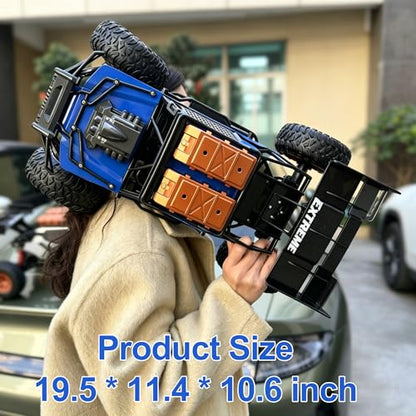Extra Large 1:6 Scale Remote Control Car for Kids,4WD Full-proportional Off Road Mega RC Monster Trucks，19.5 Inch 2.4Ghz Rock Crawler Toy All Terrain Climbing, Christmas Birthday Gift for Kids Adult