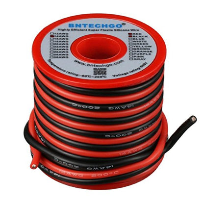 BNTECHGO 14 Gauge Silicone Wire Red and Black Each 20ft 2 Separate Wires | Flexible 14 AWG Stranded Tinned Copper Wire Silicone Rubber Insulation For RC Models, Drone, Robot, EV Charger, 3D Printer - color: Red and Black, size: silicone wire red 20ft and
