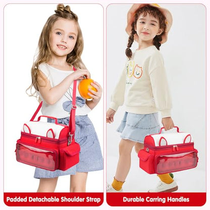 Carrying Case Compatible with Toniebox 2 & 1 Starter Set & Tonies Figures | Cute Storage Bag Fits for Tonies Characters, Headphones & Accessories, Travel Case with Clear Pocket & Speaker Window, Red - color: Red