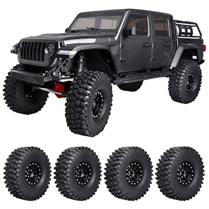 HobbyPark 1.9 Beadlock Wheels and Tires Height 4.72inch 120mm Soft Rubber Good Grip, Mounting Tool for TRX4 Axial SCX10 II III Redcat Gen8 Gen7 1/10 RC Crawler w/Foam,Set of 4 (Black Rings) - color: Black Rings