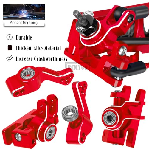 Upgrades Part for 1/10 Slash 4x4/Slash 4x4 VXL,Alloy Suspension Arm,Shock Absorber,Caster Block,Steering Blocks,Stub Axle Carriers,Steering Bellcranks,Shock Tower,Body Mounts,Red - color: Red for Upgrades