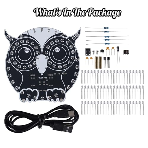Touch Control LED Owl Soldering Kit, ICSTATION Owl Light Soldering Learning Kit With 3 Light Modes Brightness Adjustment Soldering Project for Adults College Students Solder Education