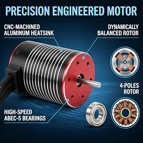 120A Brushless Motor ESC Set, Professional High Torsion 3650 Brushless Motor 120A ESC Combo Set for RC Car, Compatible with Hsp, Axial Scx10, D90, Hpi Model Use - size: 4500KV