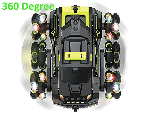 Chandler RC Car Rechargeable USB 6 Wheels Drive Smoke Light Dual Grip Remote Control Hand Gesture Sensor an Off Road Climbing Drift Stunt 360 Degree Rotating Flipping Back Car JC03 (Green) - color: Green