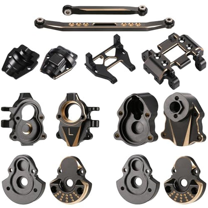 Redcat Ascent 18 8-in-1 Brass Set, 213g Black Coating Skid Plate, Steering Knuckle, Outer Portal Housing, Steering Link, Diff Cover and Servo Mount for 1/18 RC Crawler Redcat Ascent 18 Upgrades