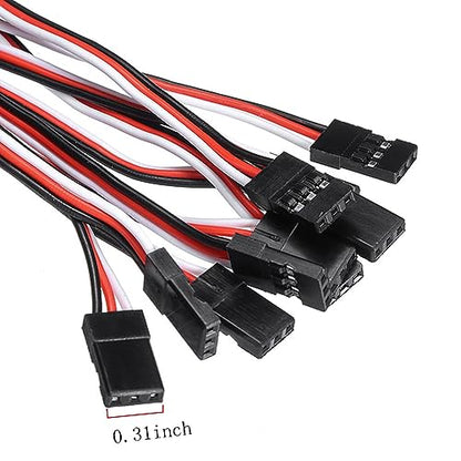55Pcs 6Sizes Male to Female 3 Pin Servo Extension Wire Cable Compatible for Futaba JR RC Servo Extension Connection Control Parts