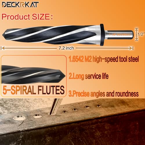 1-1/8" Reamer Drill Bit for Metal, M2 HSS Taper Reamer for Steel, Alloy, Wood, Plastic to Align, Enlarge Holes – 5-Spiral Flutes,1/2"Non-Slip Shank, 28mm Car Reamer, Bridge Construction Reamer. - size: 1-1/8"