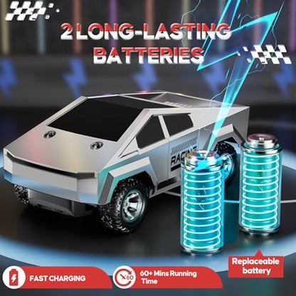1:24 RC Car Toys, All Terrain High Speed 2WD RC Truck with Light and Loadspace, 2.4GHz Off-Road Vehicles Remote Control Car, Electric Vehicle Toys Gift for Boys Girls Age 3+ - color: Silver
