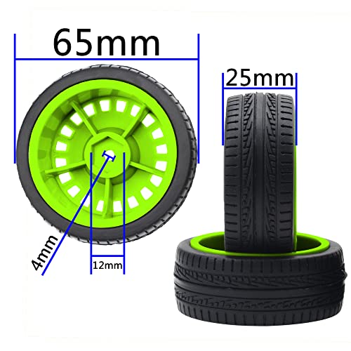 Outer Diameter 70mm Rubber Tires & Nylon 12mm Hex Hub Wheel Rims Compatible with Tamiya HPI Kyosho HSP 1/10 1/12 On-Road Touring Car,WLtoys 1/14 144001 1/18 A959B RC Buggy (Green) - color: Green