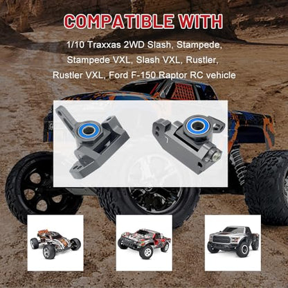 OGRC Caster Block Steering Blocks, Stub Axle Carriers for 1/10 Slash 2WD | Aluminum Front Caster Block&Steering Blocks and Rear Stub Axle Carriers for 1/10 Traxxas slash 2WD #3632 3736 3752 (Titanium) - color: Titanium