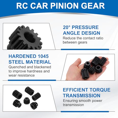 uxcell 2Pcs 1.5 Mod 15T Spur Gear 10mm Bore, 1045 Steel Pinion Gear Black Surface Treatment, 20° Pressure Angle, for Spur Rack and RC Model Car or Motor DIY(17mm) - size: 1.5 Mod 15T, 10mm x 17mm
