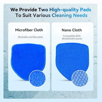 XINDELL Interior Windshield Cleaner Tool, Car Window Cleaning Kit with 5 Reusable Microfiber Pads, Extendable Handle & 360° Rotating Head, Streak-Free Auto Glass Wiper for Truck SUV RV - color: Blue