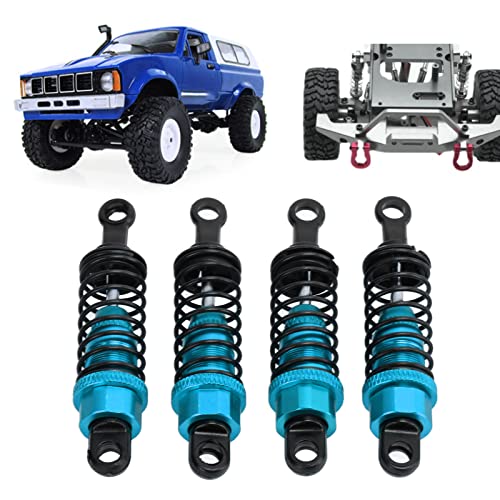 RC Shock Absorbers, 4Pcs 64 mm Metal Shock Absorber Damper with Shock Mount Aluminum Alloy Adjustable Remote Control Car Shock Absorber Oil Damper (Blue) - size: Blue