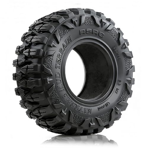 2.2 RC Tires OD 120MM 1/10 Super Soft Rubber Crawler Tires For 1:10 Scale Rock Mud Crawler Car Traxxas TRX4 RC4WD Axial SCX10 D90 CC01 90018 Gen8 Redcat 2.2" Beadlock Wheels 4Pcs