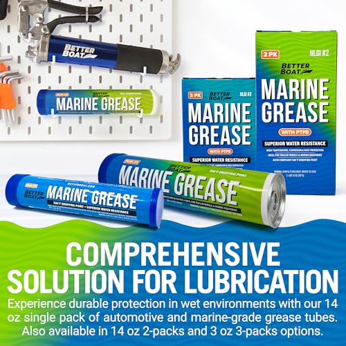 Better Boat Marine Grease Tube, 14 Oz, Waterproof High Temp Trailer Bearing Lubricant, NLGI 2, Compatible with Grease Guns - size: 1PK 14oz
