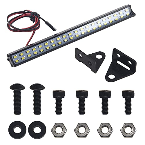 16LEDs RC Crawler Car LED Light Bar Roof Lamp Simulation Spotlight Kit 5-8.4V & 5.9" Metal RC Car Roof Light Bar Double Row 40 LED Light Lamp