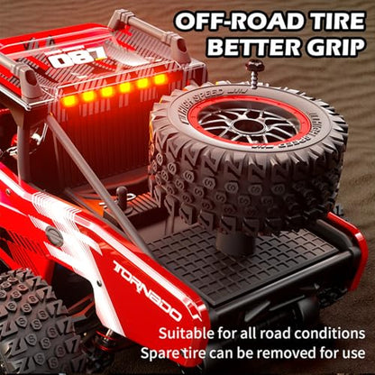 RC Cars 1:14 Remote Control Car 50 KMH Fast RC Truck for Kids Adults Boys 2.4 GHz All Terrains 4WD RC Dune Buggy Off-Road RC Monster Truck Short Course Car with 2 Batteries (Red) - color: 805-red-1